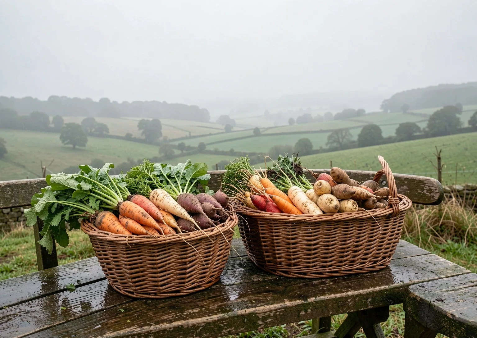 Foggy British landscape